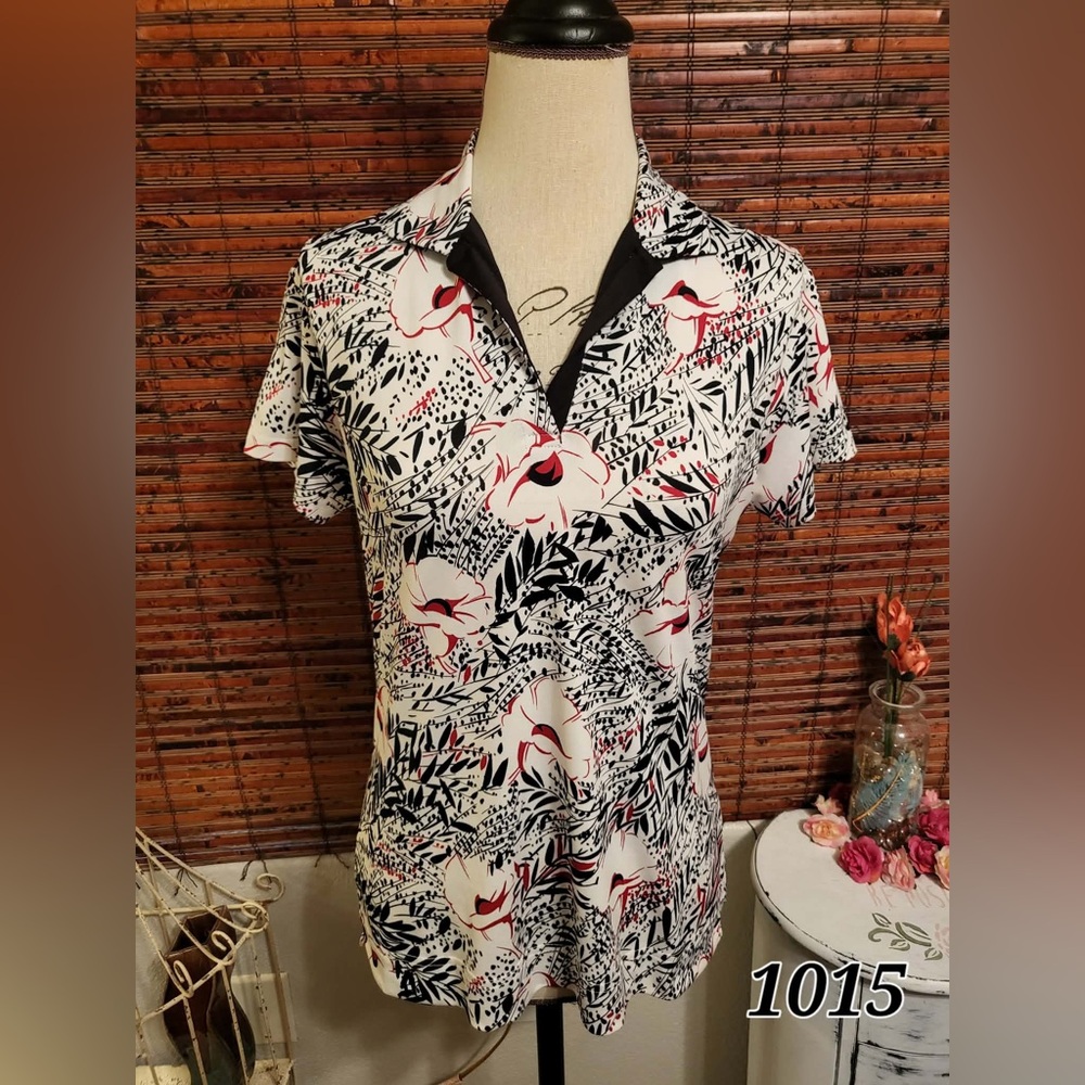 Sport Haley Black and White Floral Button Down Shirt
